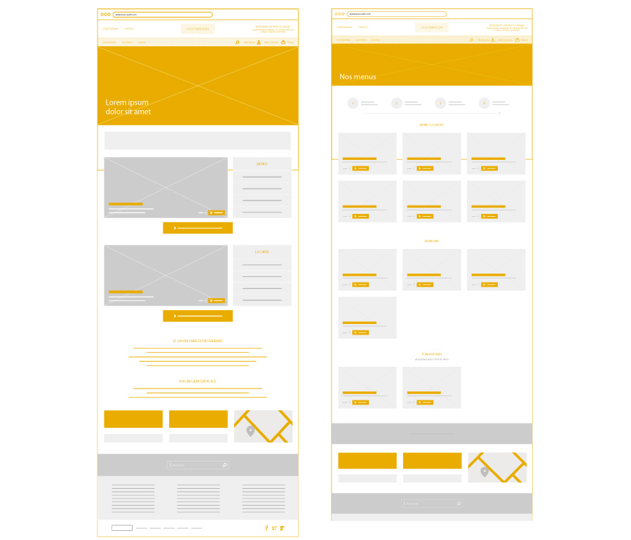 wireframe, zoning du site e-commerce du restaurant Japnoais terra-sushi.fr