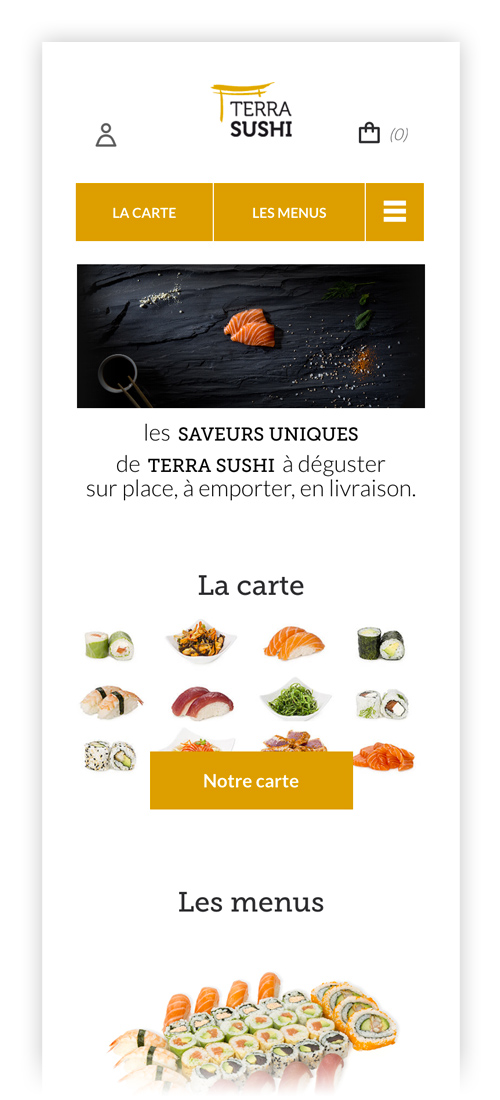 design responsive page accueil site Terra Sushi Limoges